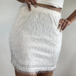 Cream Heartbreak shag mini skirt (new with tags)